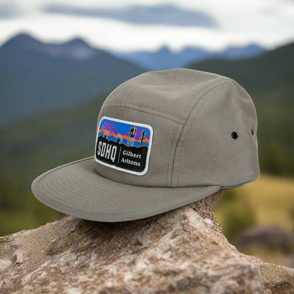 SDHQ GILBERT WATER TOWER 5 PANEL HAT IN GREY 