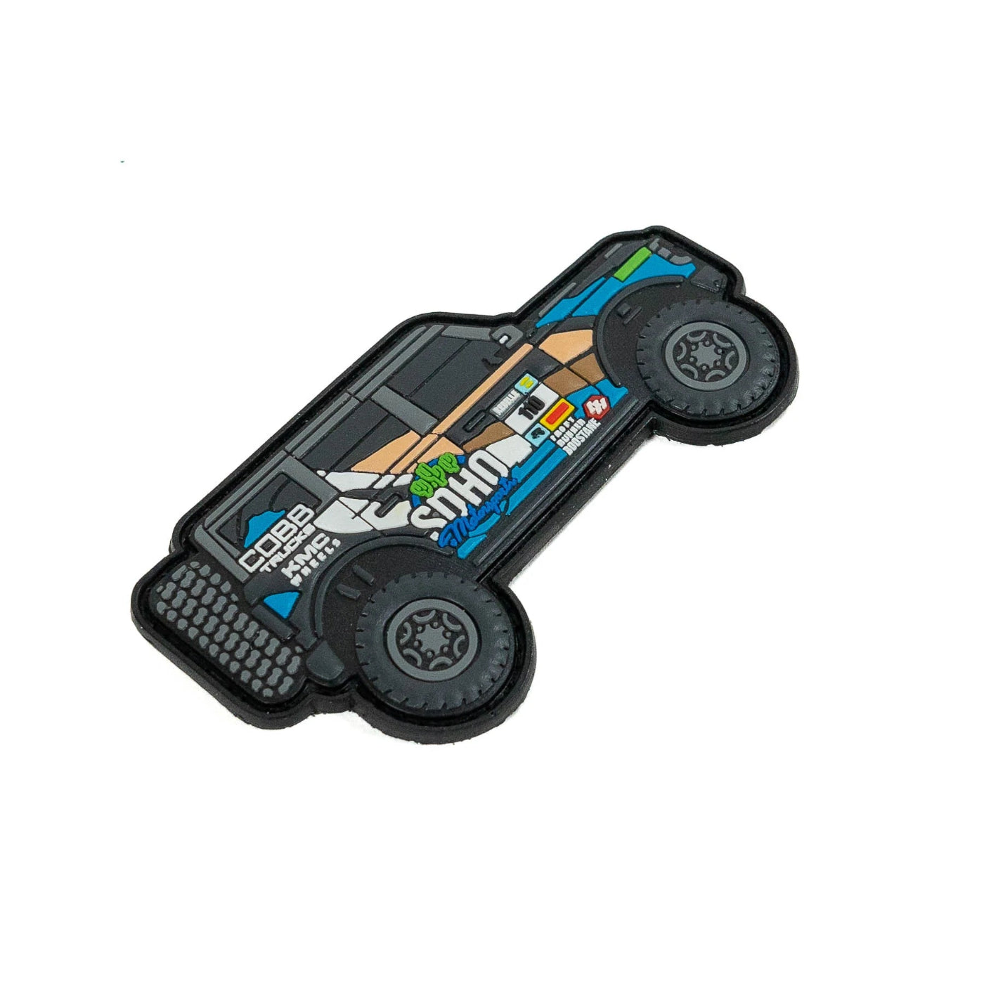 SDHQ Bronco Raptor Patch with Two SDHQ Motorsports Neon Sign Stickers DISPLAY OF BRONCO RAPTOR PATCH TO SHOW TEXTURE AND SHAPE