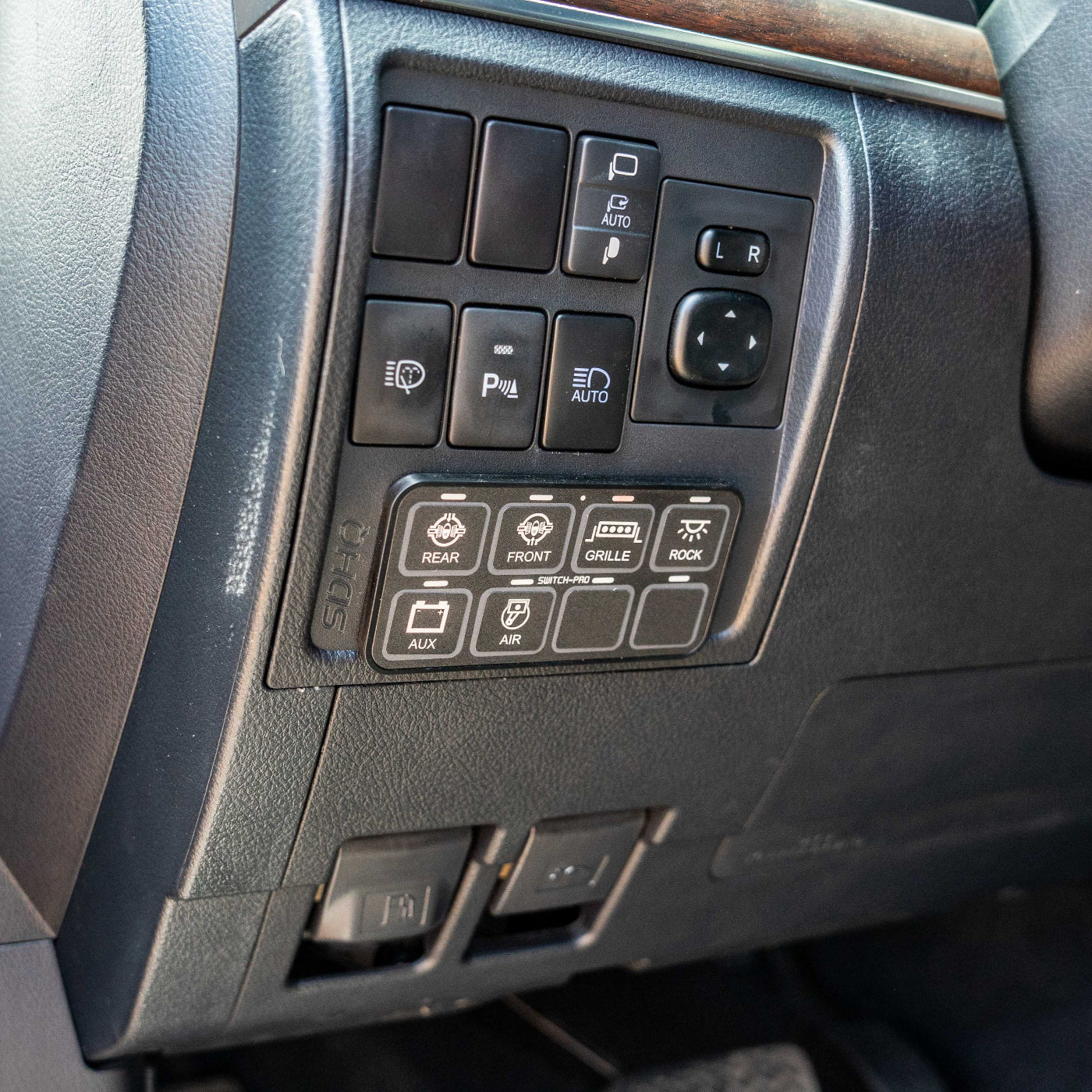 SDHQ BUILT SWITCH PROS SP9100 INTERIOR MOUNT INSTALLED IN LAND CRUISER 200 SERIES