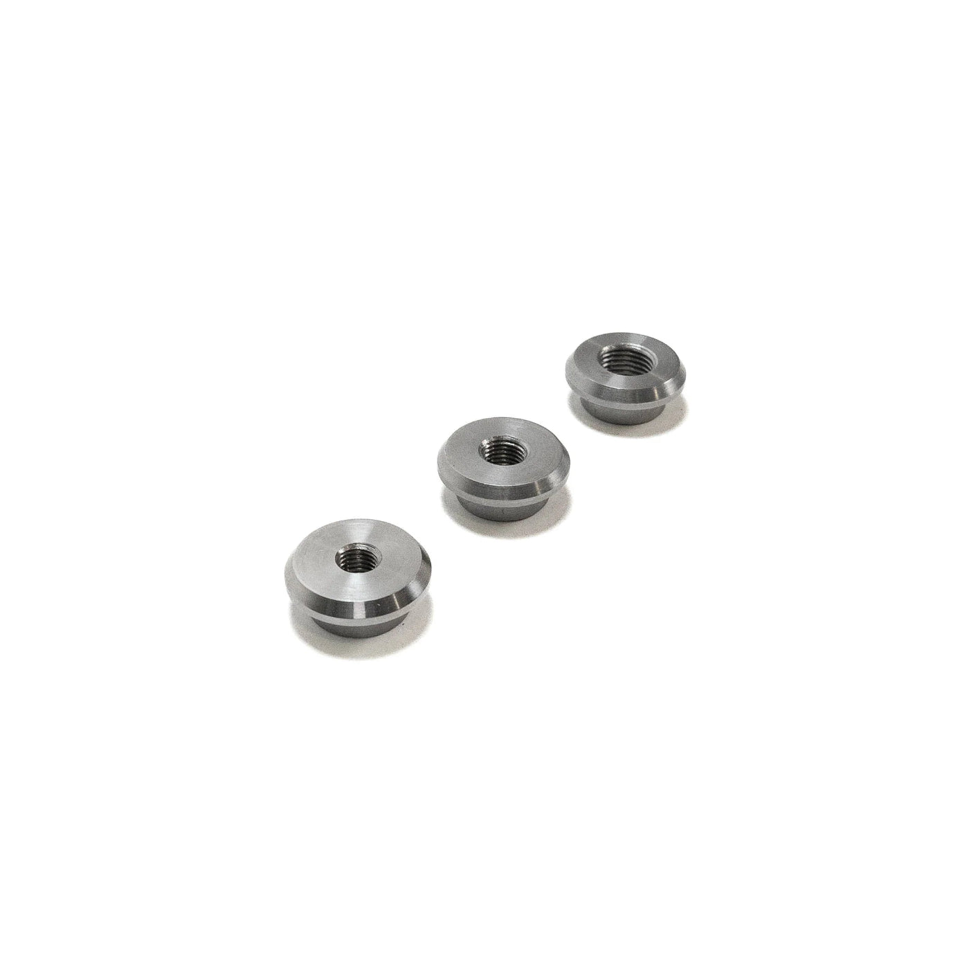 SDHQ Built Machined Stepped & Threaded Weld Washers DISPLAY OF ALL THREE SIZES FROM ANGLE SMALLEST TO LARGEST