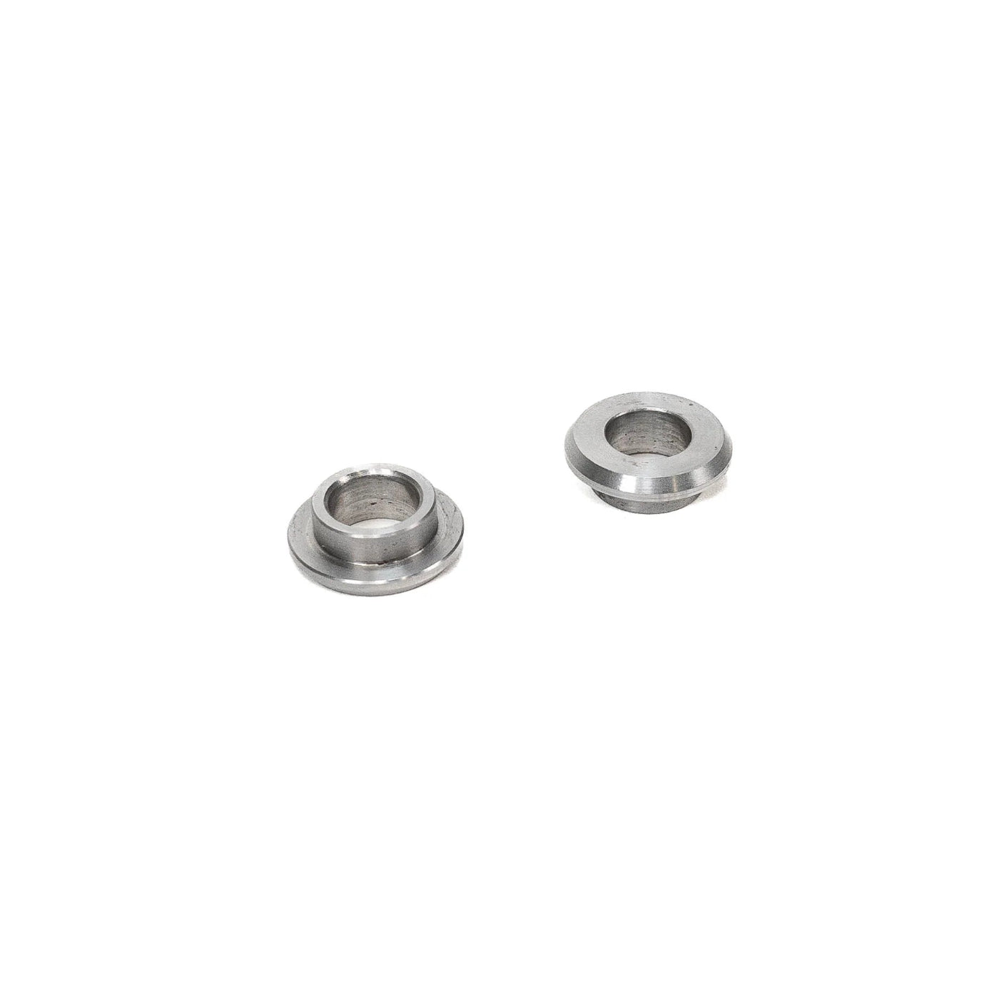 SDHQ Built Machined Stepped Weld Washers DISPLAY WITH ONE FLIPPED TO SHOW THE SHAPE AND TEXTURE PROFILE
