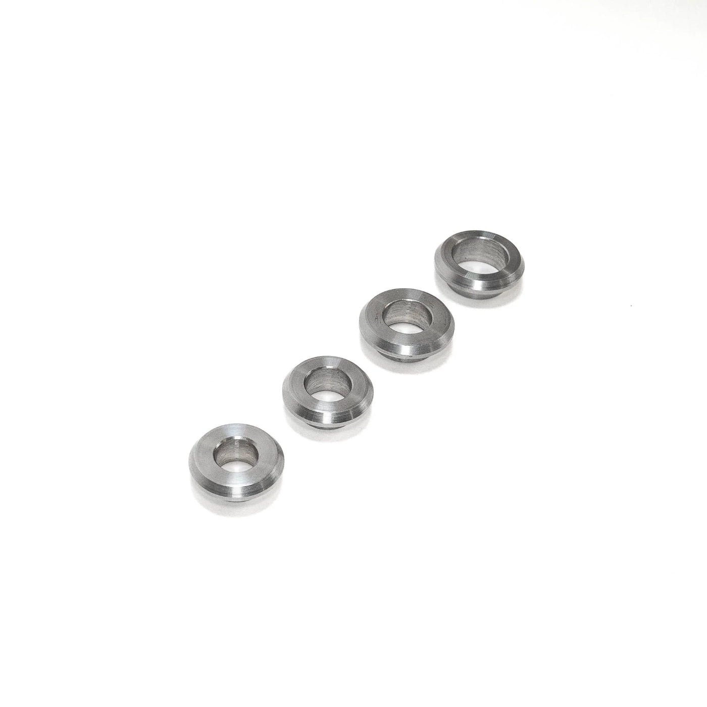 SDHQ Built Machined Stepped Weld Washers ANGLED DISPLAY FROM SMALLEST TO LARGEST