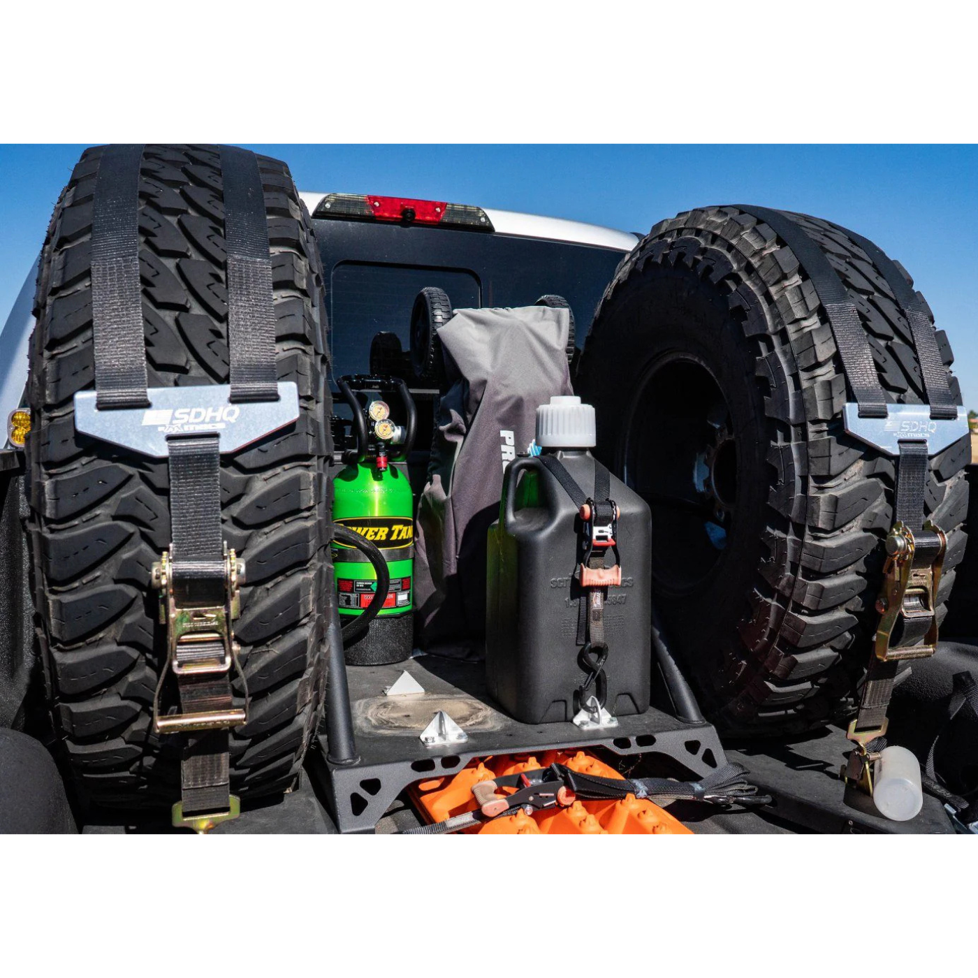 '17-24 Ford F250/350 SDHQ Built In Bed Chase Rack DISPLAY OF CHASE RACK INSTALLED IN BED WITH FULL GEAR LOAD