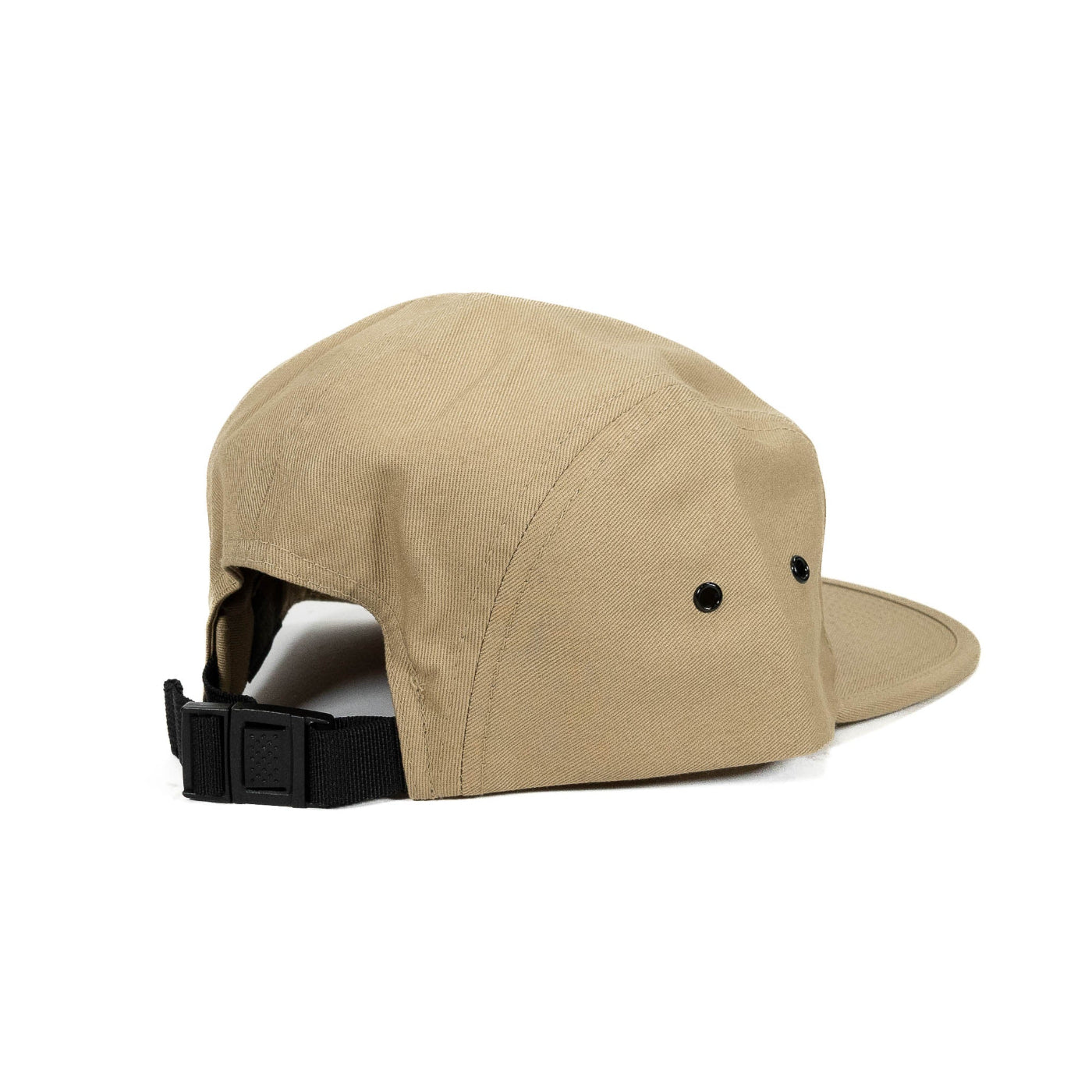 DISPLAY OF REAR PART OF SDHQ CREAM 5 PANEL HAT TO SHOW CLOSURE CLASP