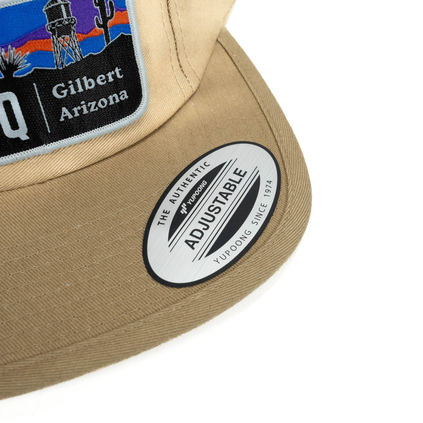 SDHQ CREAM HAT 5 PANEL, DISPLAY OF LABEL ON BILL TO SHOW MODEL