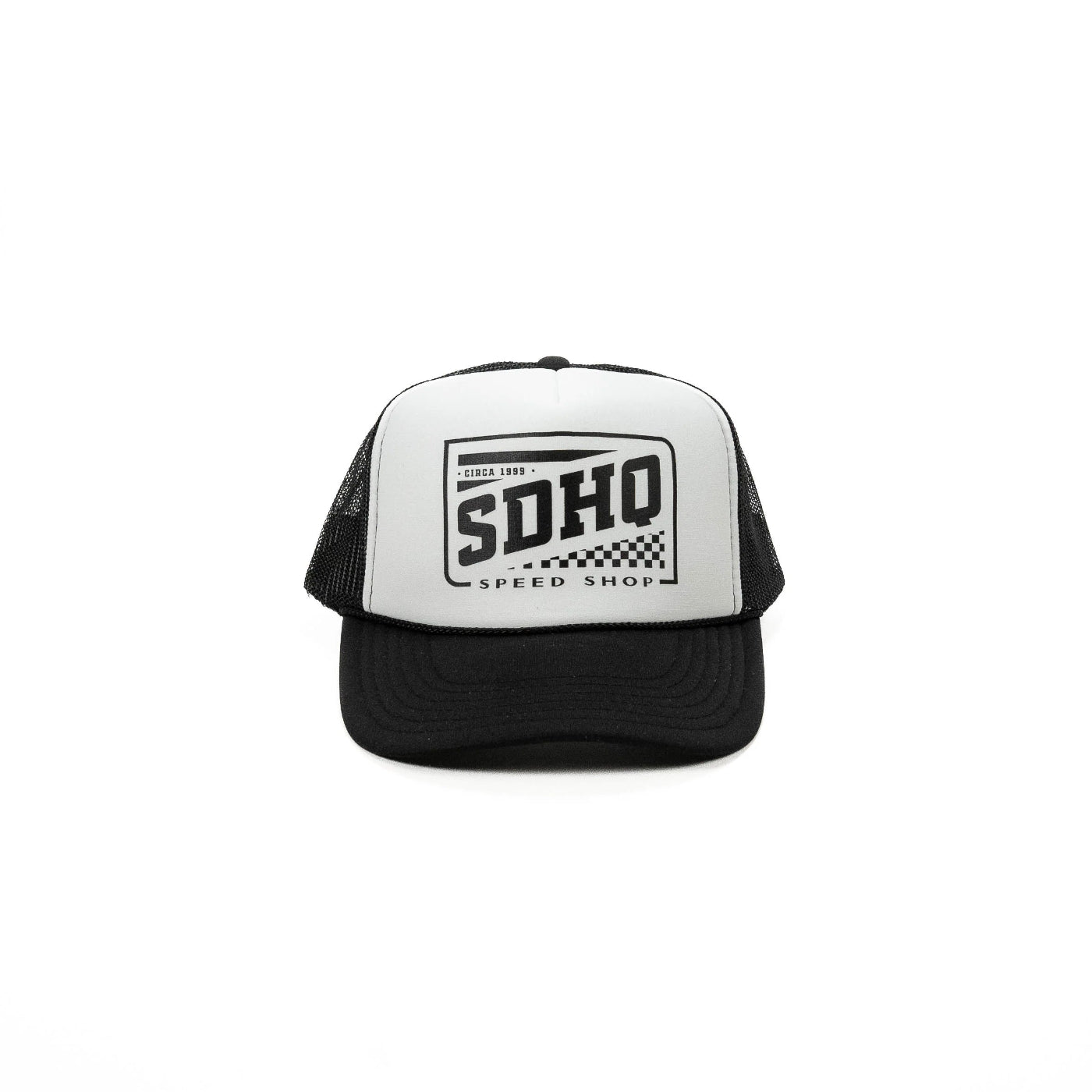 SDHQ Speed Shop Trucker Hat display of front of hat