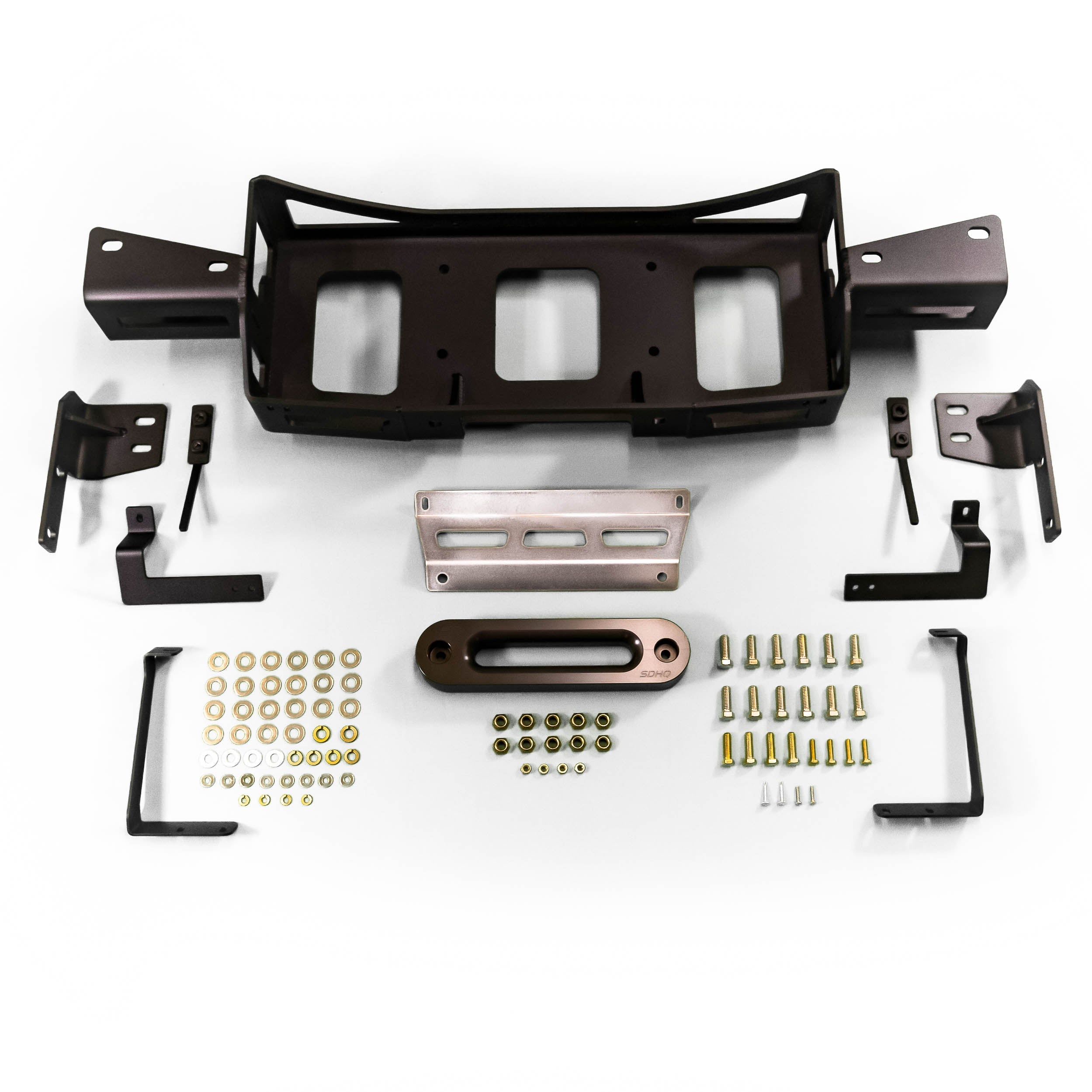 '23-24 Toyota Sequoia SDHQ Built Hidden Winch Mount Display of included parts and Hardware 
