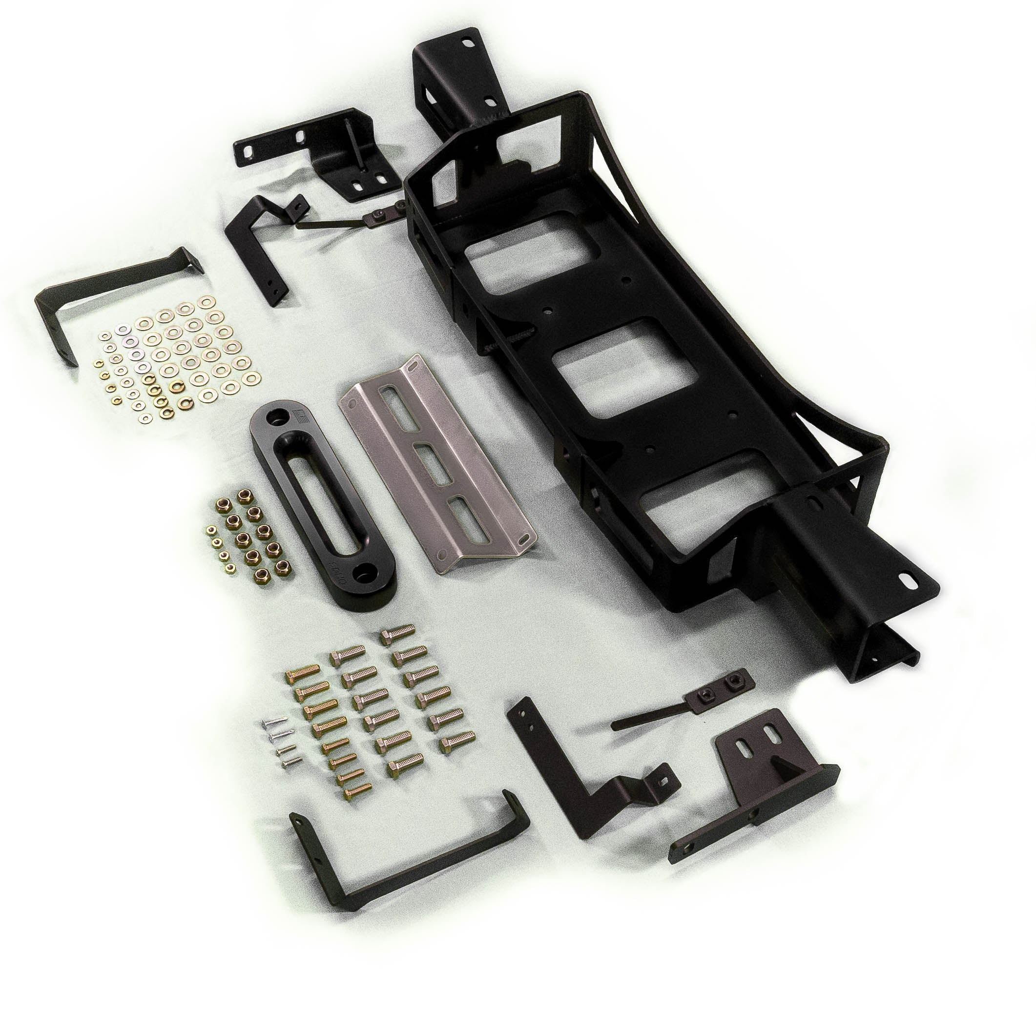 '23-24 Toyota Sequoia SDHQ Built Hidden Winch Mount Display of Included Parts and Hardware 