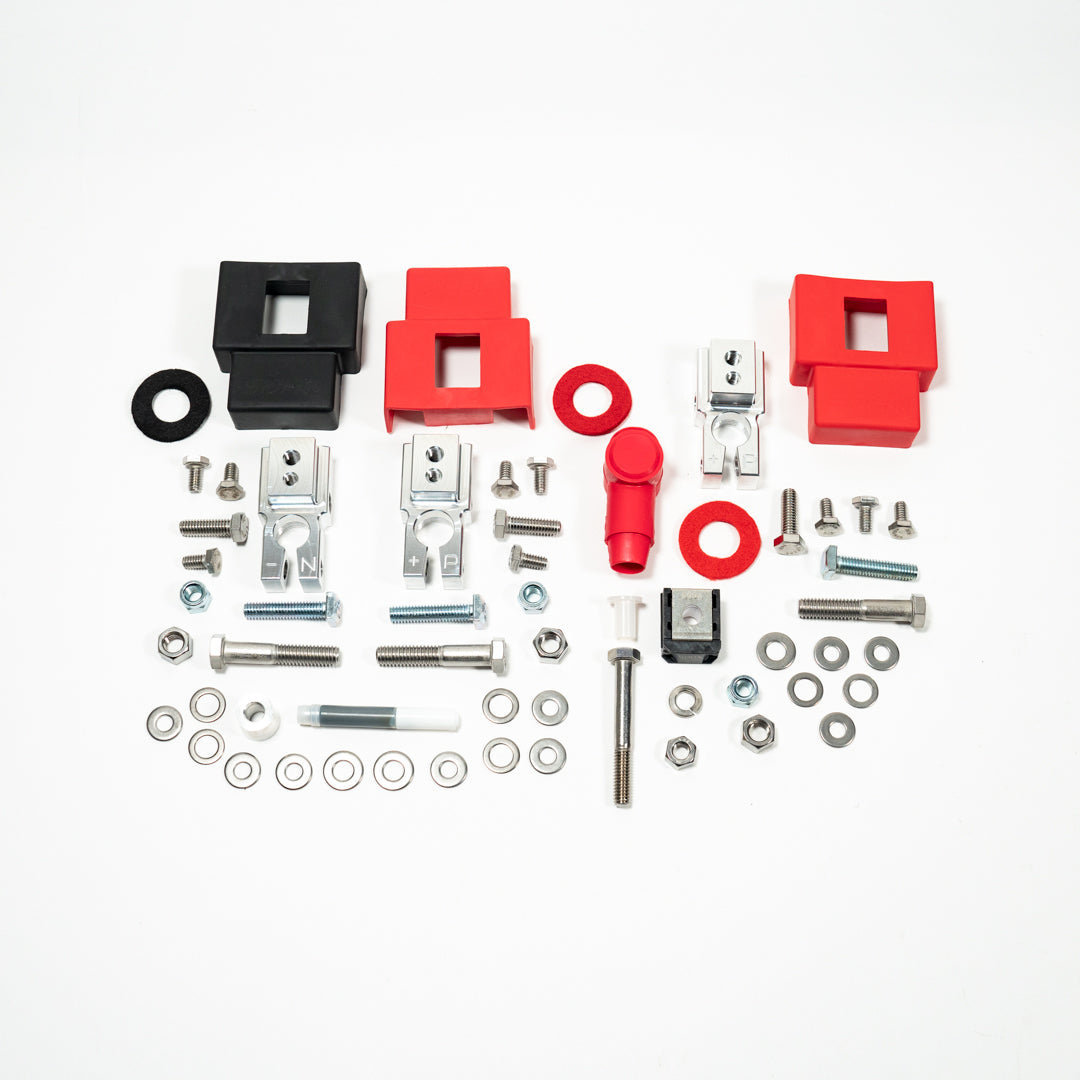 2023-2024 Toyota Sequoia SDHQ Built Under Hood Power Solution Kit Display of terminal kit included parts and hardware
