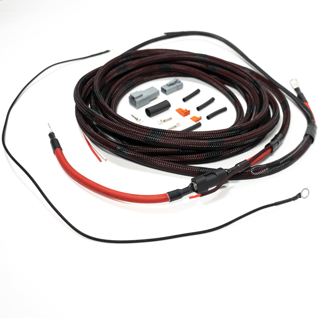 SDHQ Built Single/Primary Viair Compressor Wiring Harness display of included parts 
