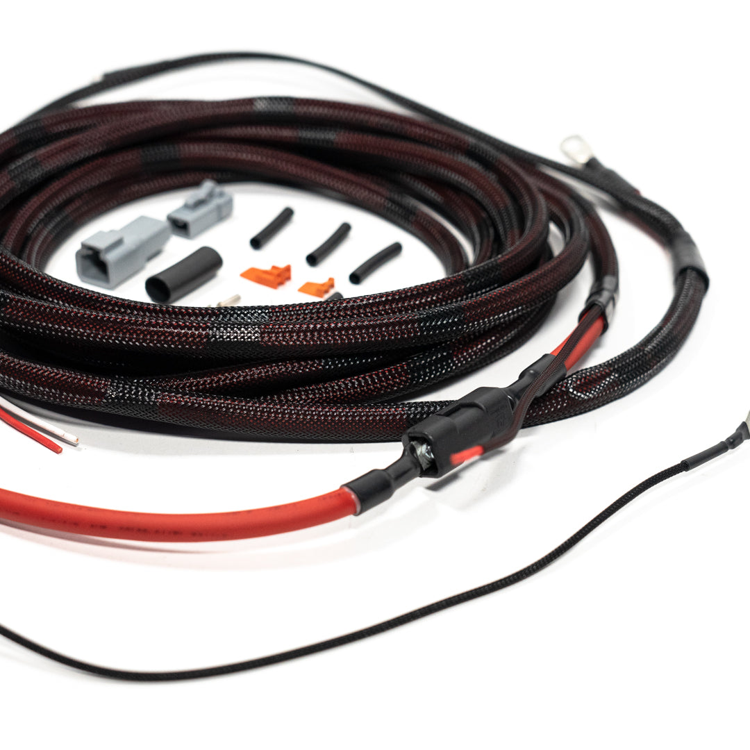 SDHQ Built Single/Primary Viair Compressor Wiring Harness close-up display of included parts 