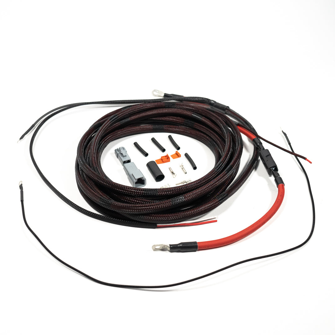 SDHQ Built Single/Primary Viair Compressor Wiring Harness display of included parts 