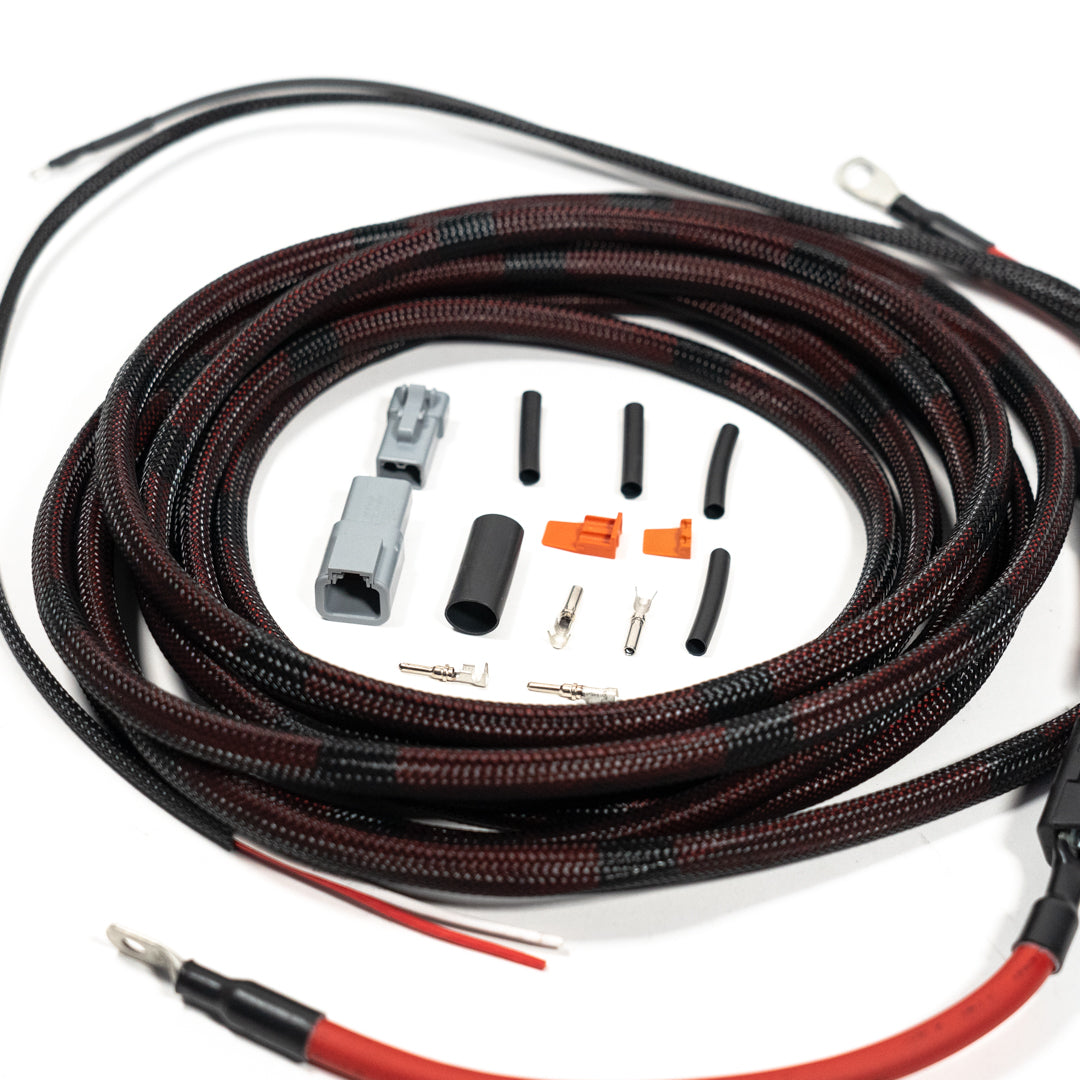 SDHQ Built Single/Primary Viair Compressor Wiring Harness close-up display of included parts 