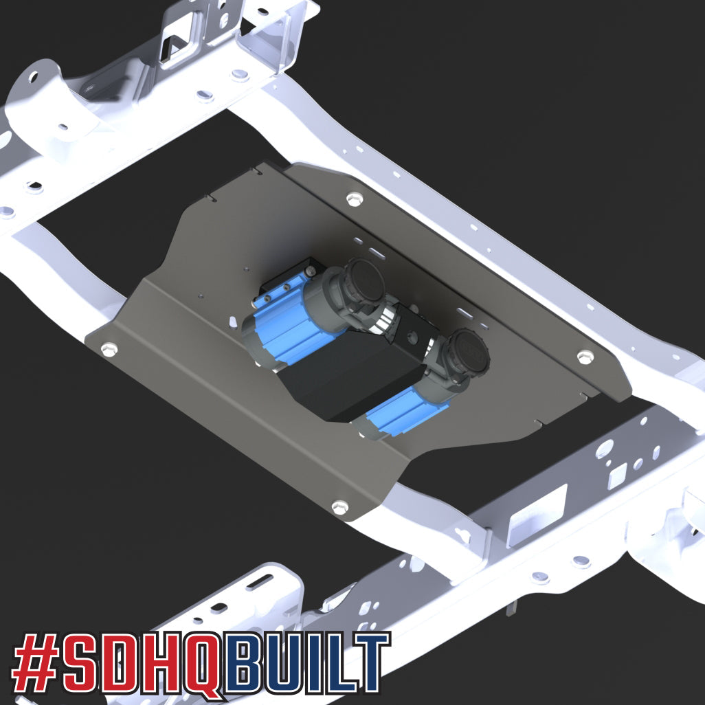 '17-Current Ford Super Duty SDHQ Built Under Bed Air Compressor Mount Installed Design 