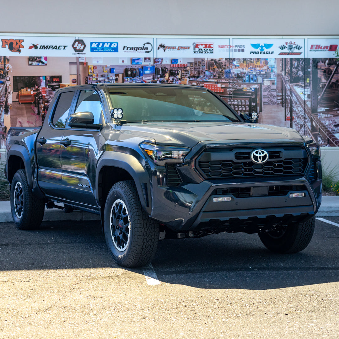 '24+ Tacoma A-Pillar Light Mounts installed display 