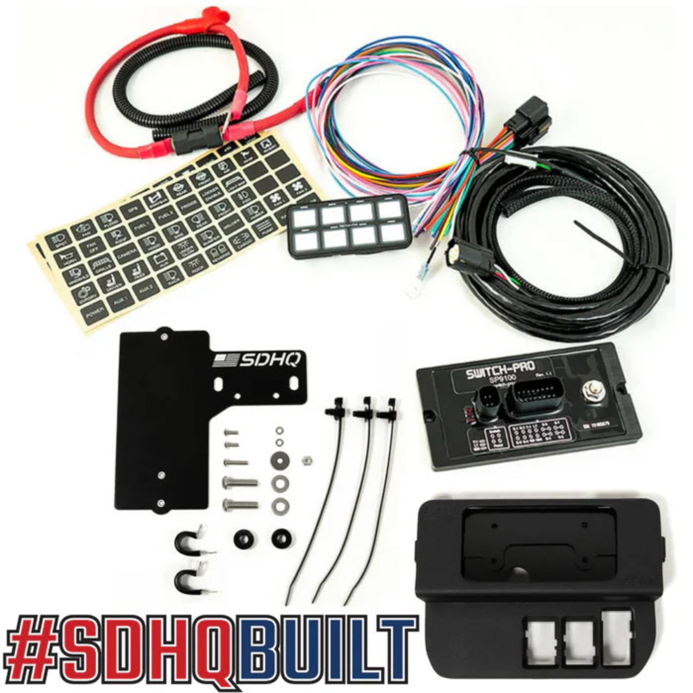 '16-23 Toyota Tacoma SDHQ Built Complete Switch Pros SP-9100 Mounting Kit Display of Included Components - Replacement Switch Panel Keypad Mount 
