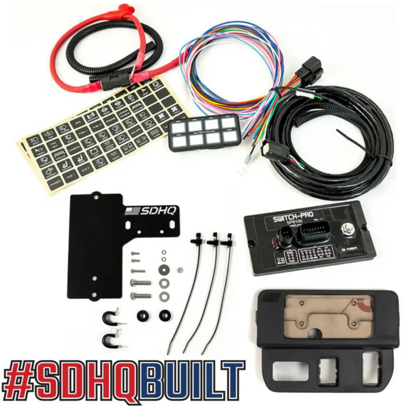'16-23 Toyota Tacoma SDHQ Built Complete Switch Pros SP-9100 Mounting Kit Display of Included Components - Replacement Switch Panel Keypad Mount 