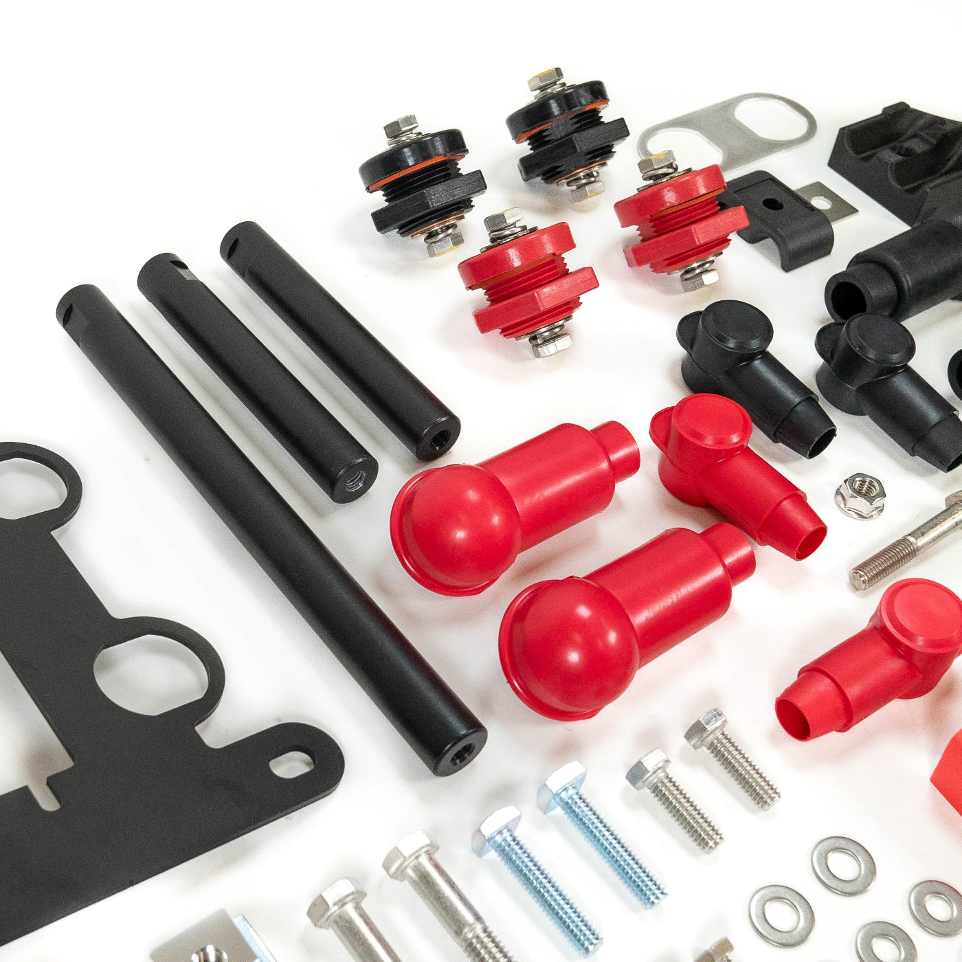 2024+ Tacoma SDHQ Built Power Solution Kit display of billet support rods and positive boots