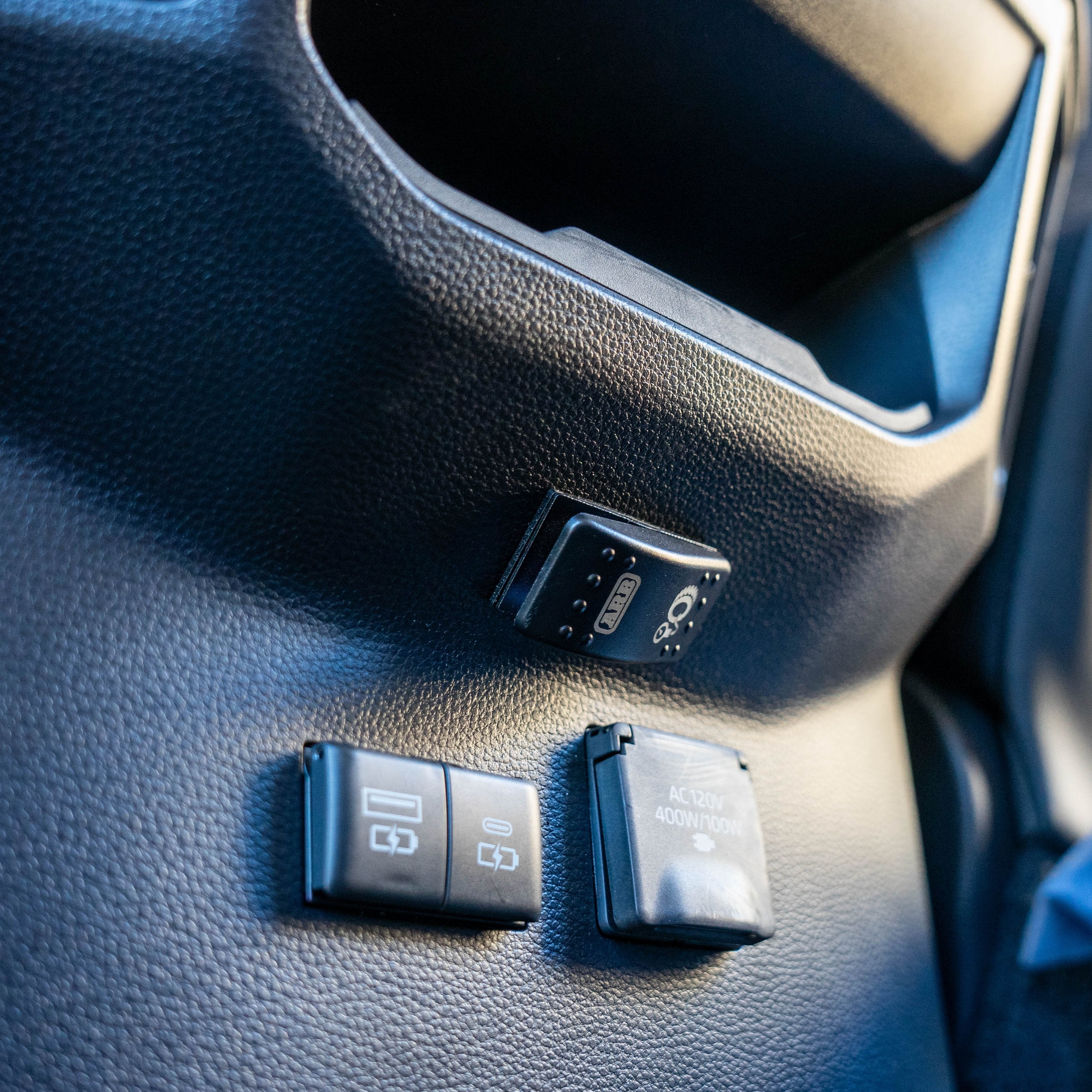 2022- 2024 Tundra SDHQ Built Remote Air Chuck and Switch Mounting Kit Installed Close-up 
