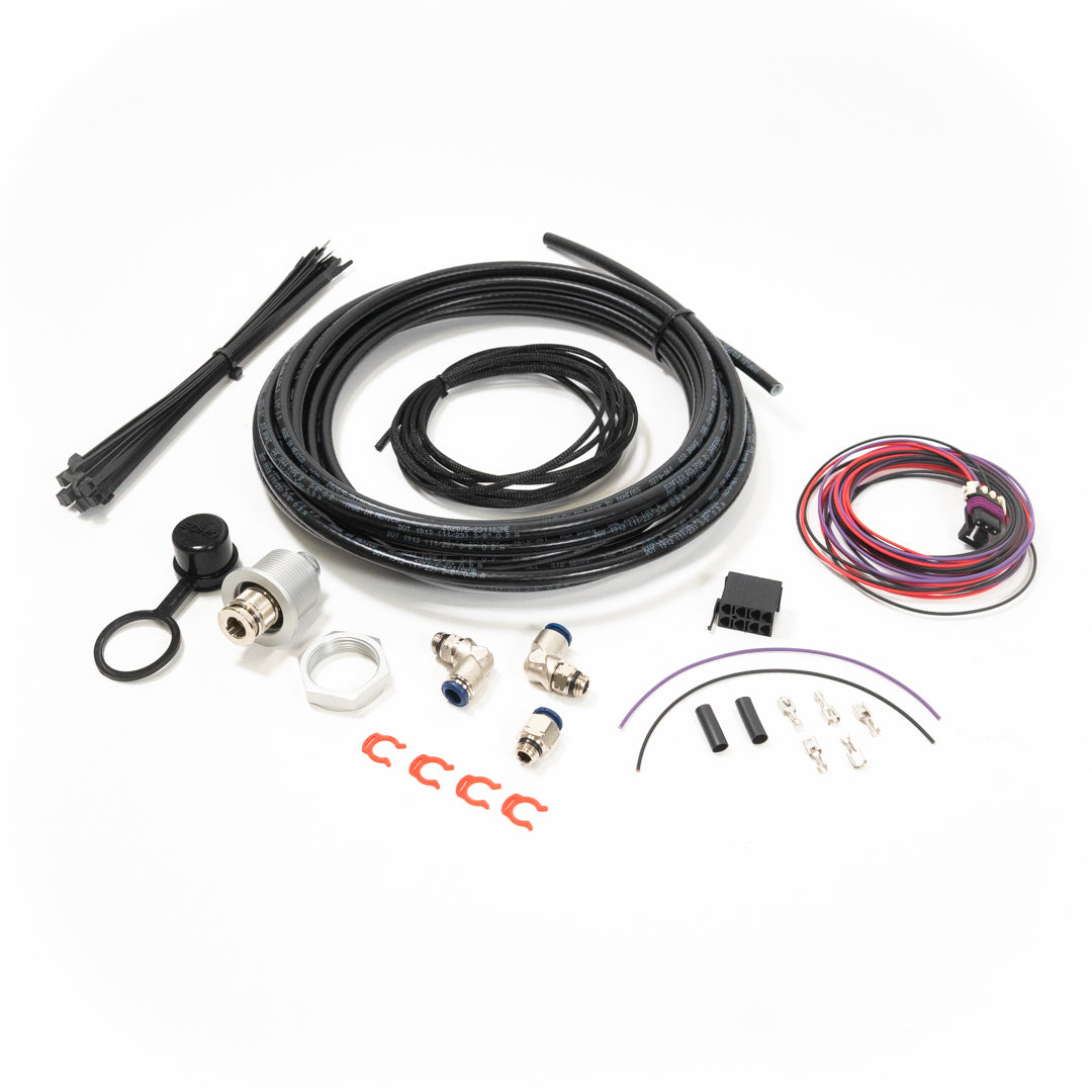 '22-24 Tundra Bulkhead Air Chuck and Switch Mounting Kit display of included parts 
