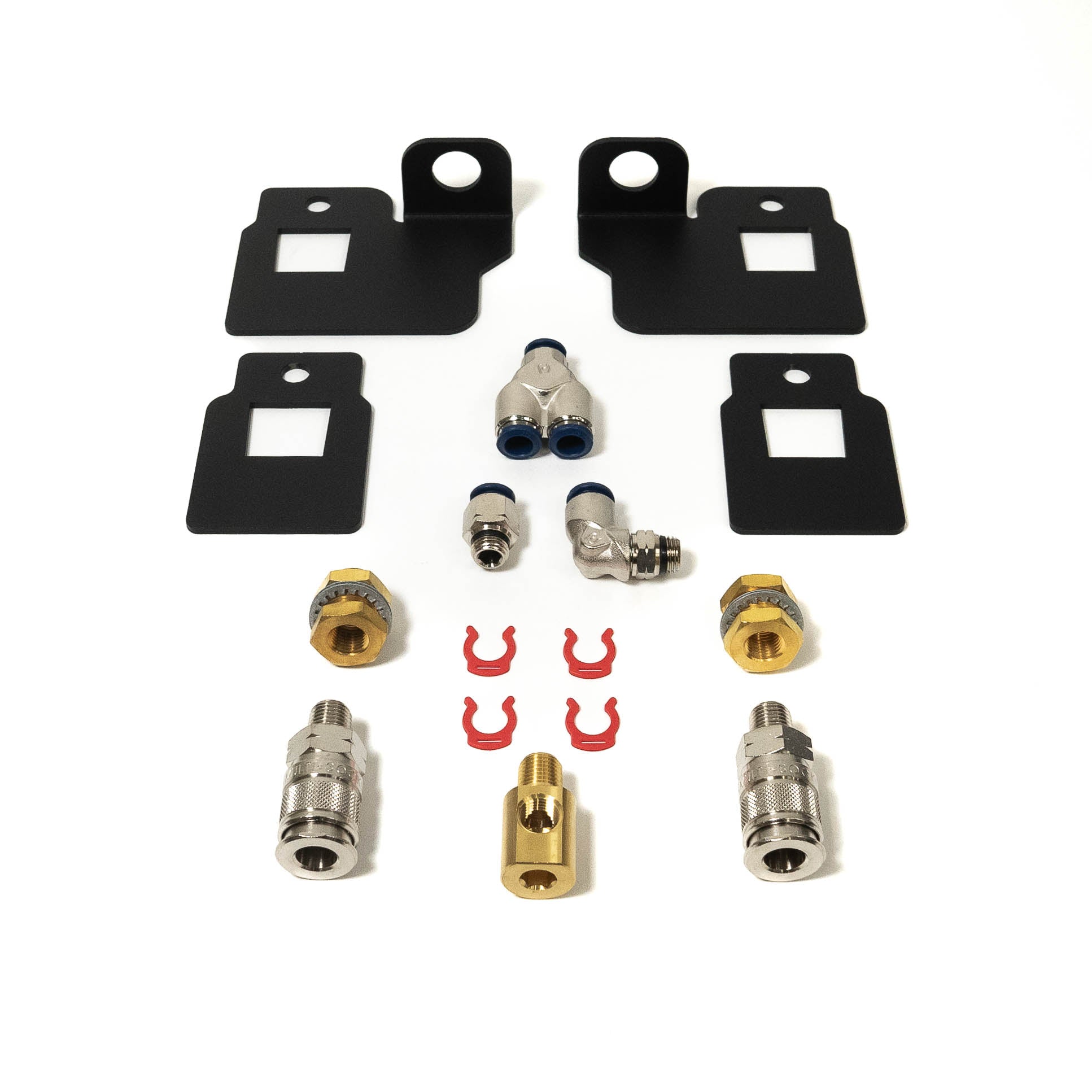 2022- 2024 Tundra SDHQ Built Remote Air Chuck and Switch Mounting Kit Display of included parts and hardware 