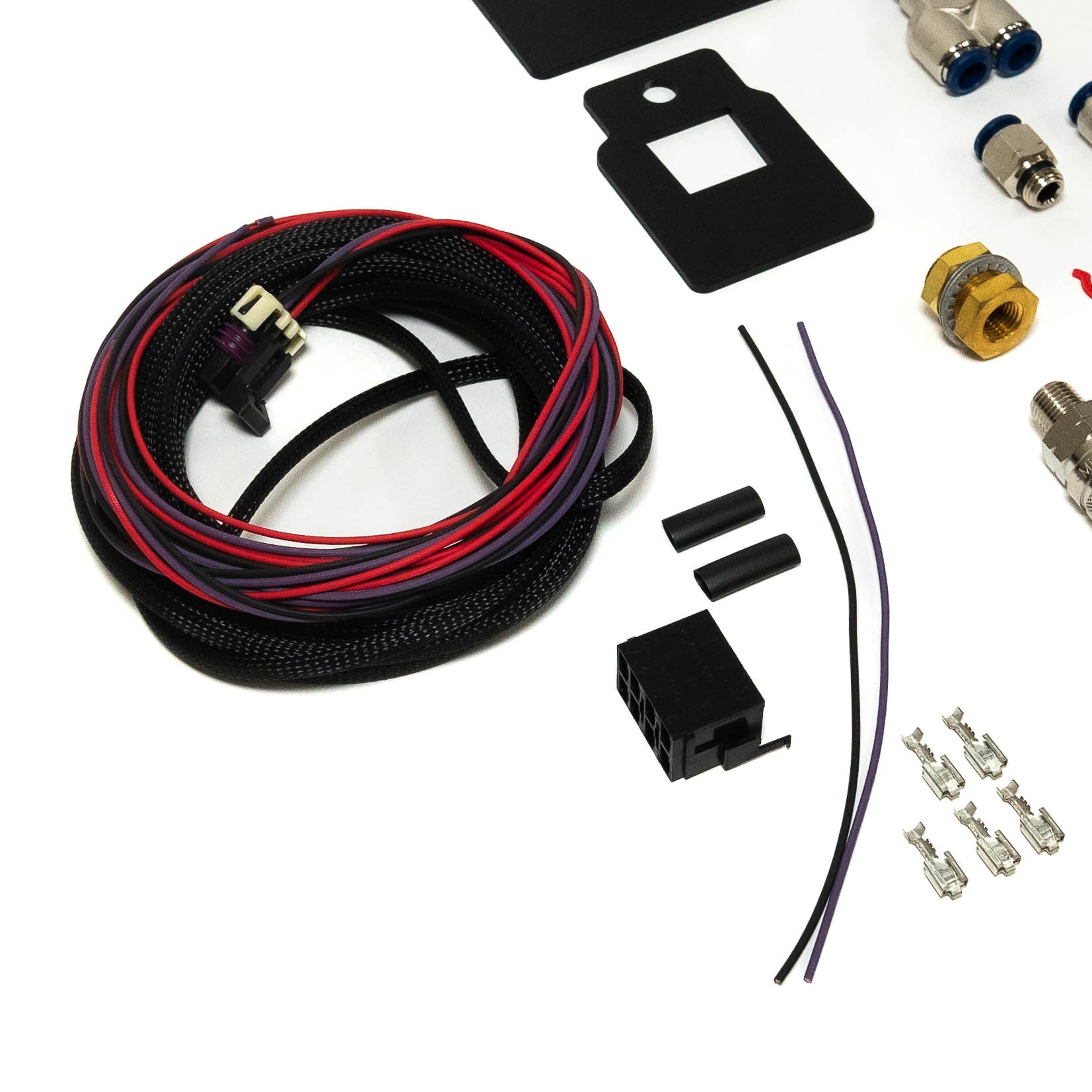2022- 2024 Tundra SDHQ Built Remote Air Chuck and Switch Mounting Kit Close-up Display of Include Parts and Hardware 