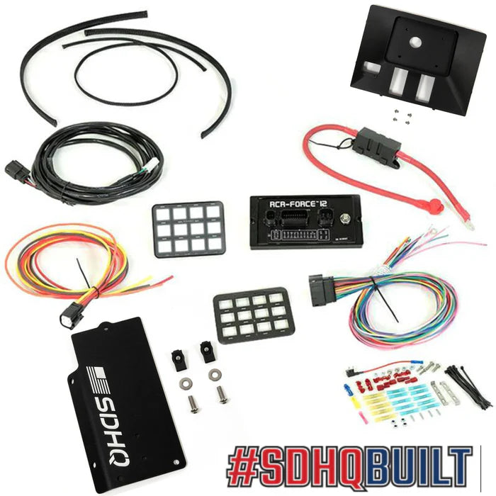 '14-21 Toyota Tundra SDHQ Built Complete Switch Pros RCR-12 Mounting Kit Display of included components - Keypad Mount with Sunroof buttons and SOS buttons