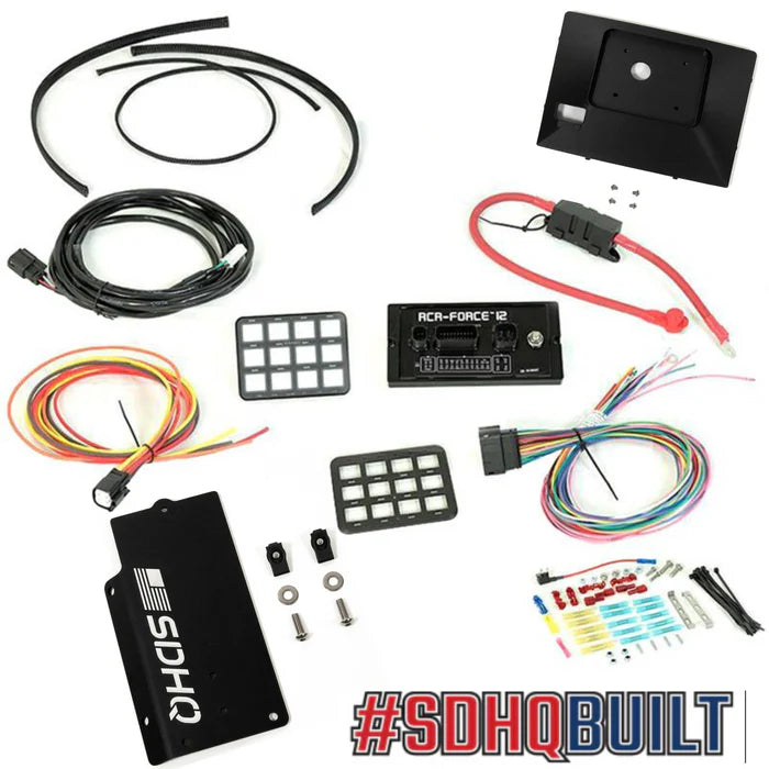 '14-21 Toyota Tundra SDHQ Built Complete Switch Pros RCR-12 Mounting Kit Display of Included Components - Keypad Mount with SOS button but without Sunroof buttons 