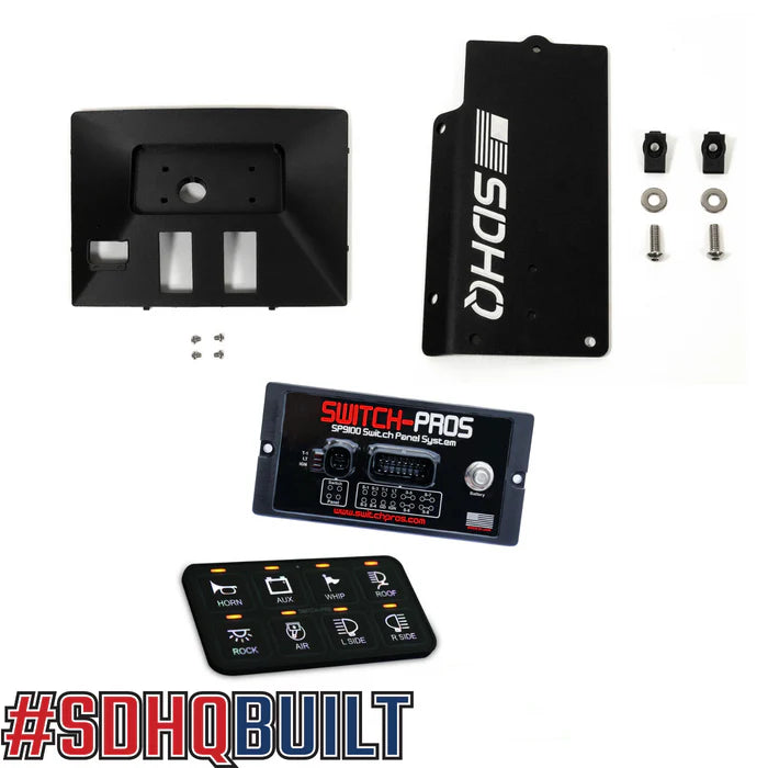 '14-21 Toyota Tundra SDHQ Built Complete SP-9100 Overhead Mounting Kit Display of Included Components - Keypad Mount with SOS button and Sunroof buttons 