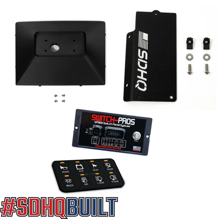'14-21 Toyota Tundra SDHQ Built Complete SP-9100 Overhead Mounting Kit - Display of included components - Keypad Mount without SOS button and without Sunroof buttons 
