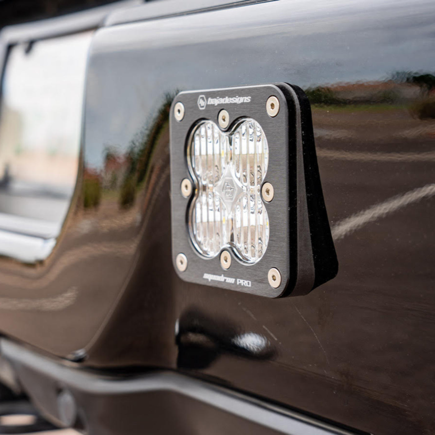 SDHQ Built Universal Squadron Series Rear Bumper Flush Mount Adapter Kit Close-up Installed Display 