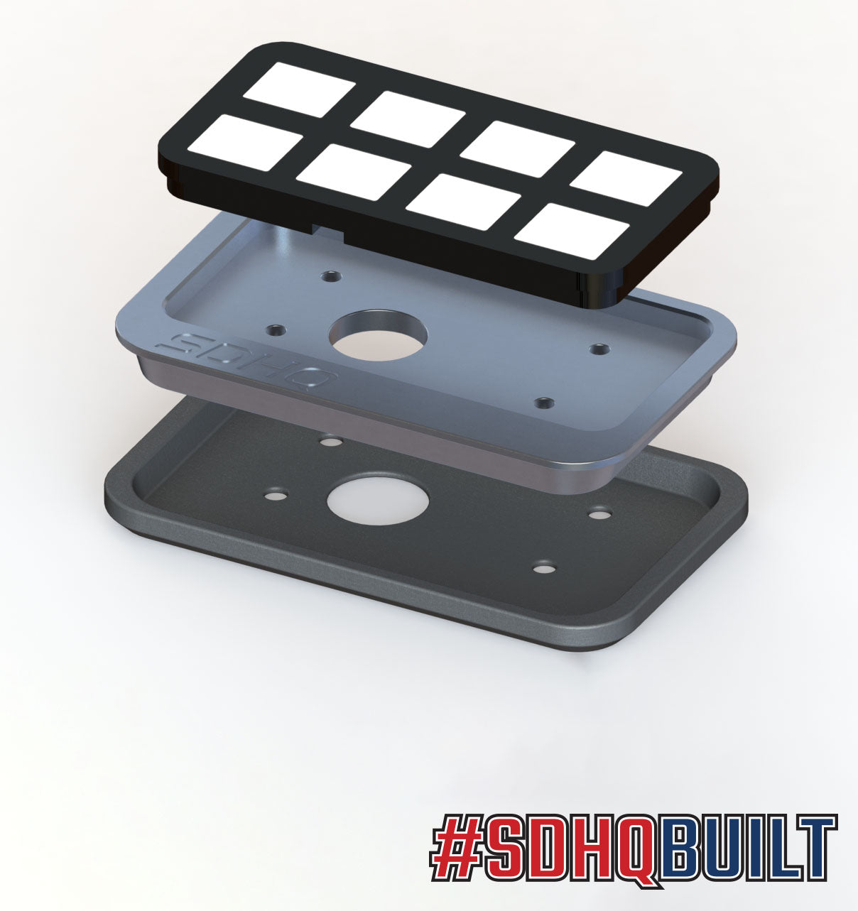 SDHQ Built Universal Billet Switch Pros SP-9100 Keypad Flush Mount Exploded Diagram