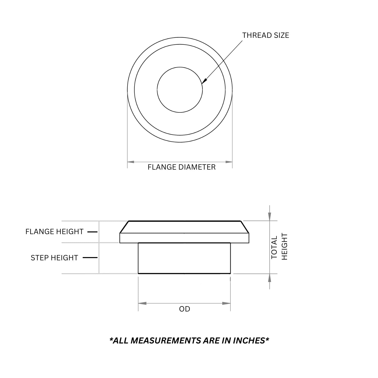 SDHQ Built Machined Stepped & Threaded Weld Washers DIAGRAM TO SHOW THE DIMENSIONS