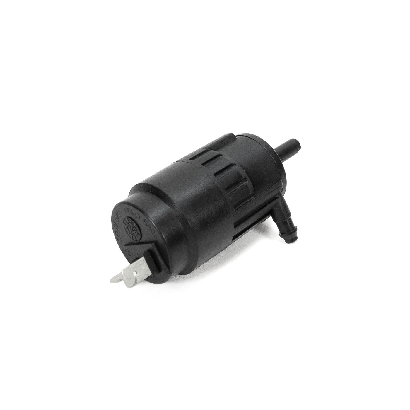 SDHQ Built Windshield Wiper Bottle Relocation Kit - Replacement Parts DISPLAY FROM ANGLE TO SHOW SHAPE OF PUMP COMPONENTS