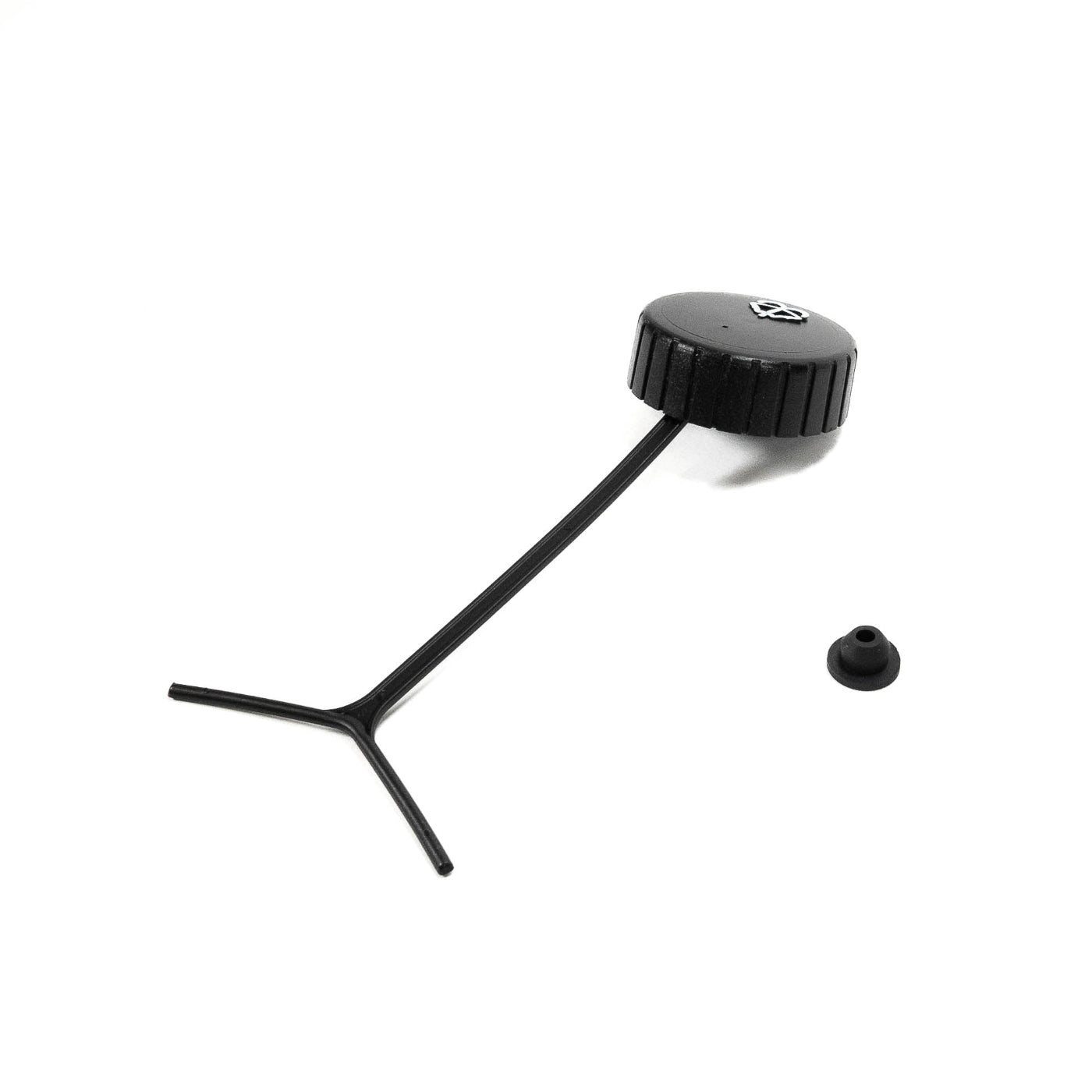 SDHQ Built Windshield Wiper Bottle Relocation Kit - Replacement Parts CAP AND PUMP SEAL FROM SIDE ANGLE TO SHOW TEXTURE AND PROFILE