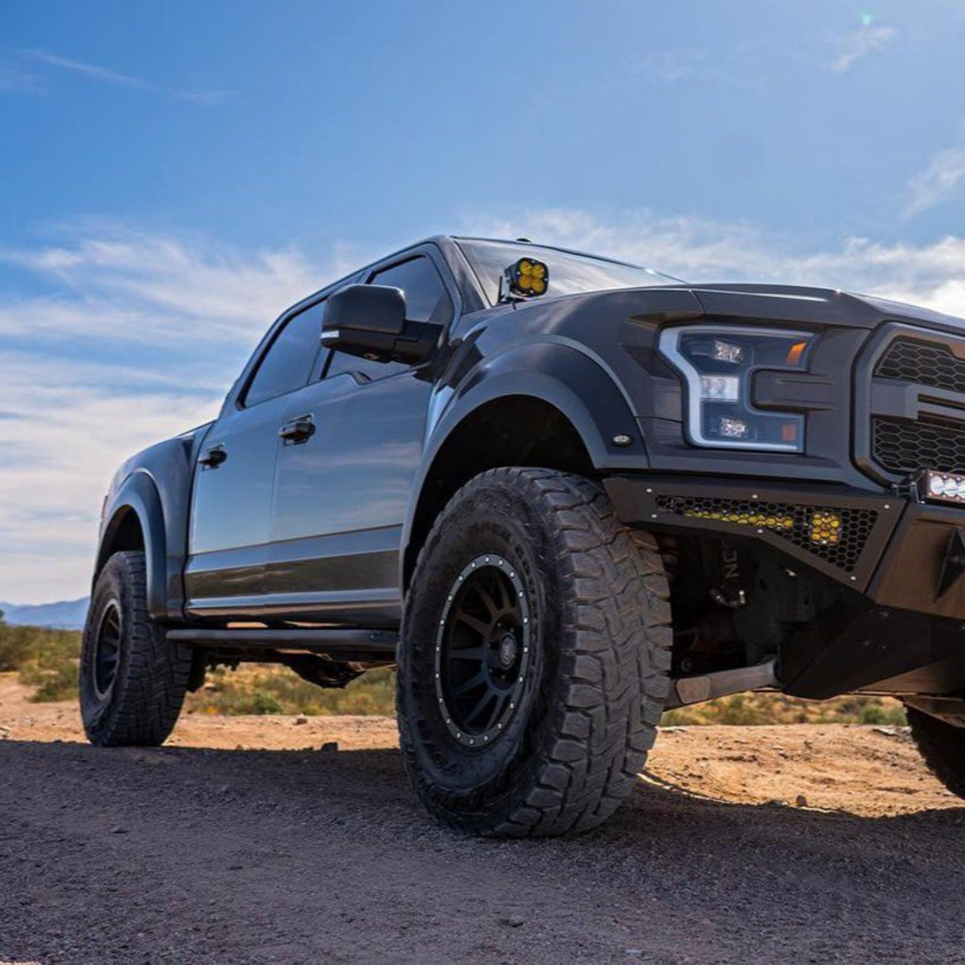 '17-Current Ford Raptor SDHQ Built Weld-On Rock Sliders Display on vehicle 
