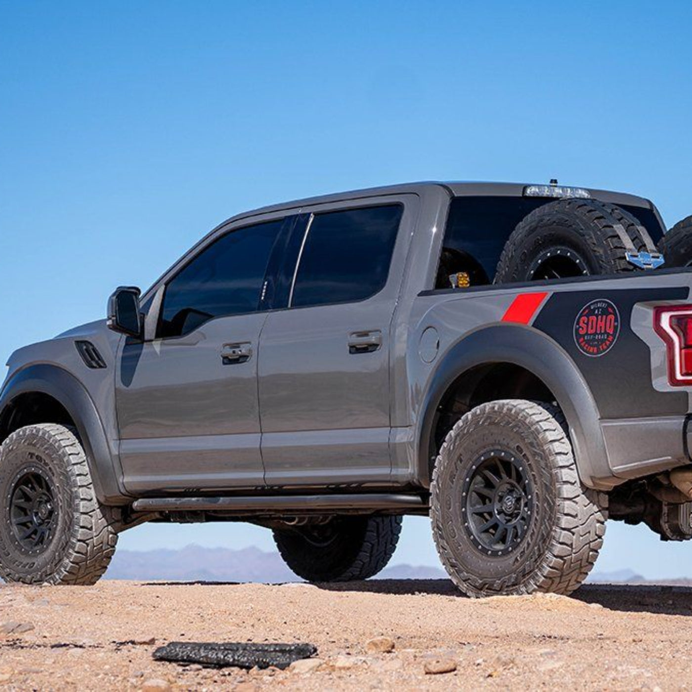 '17-Current Ford Raptor SDHQ Built Weld-On Rock Sliders Display on Vehicle 