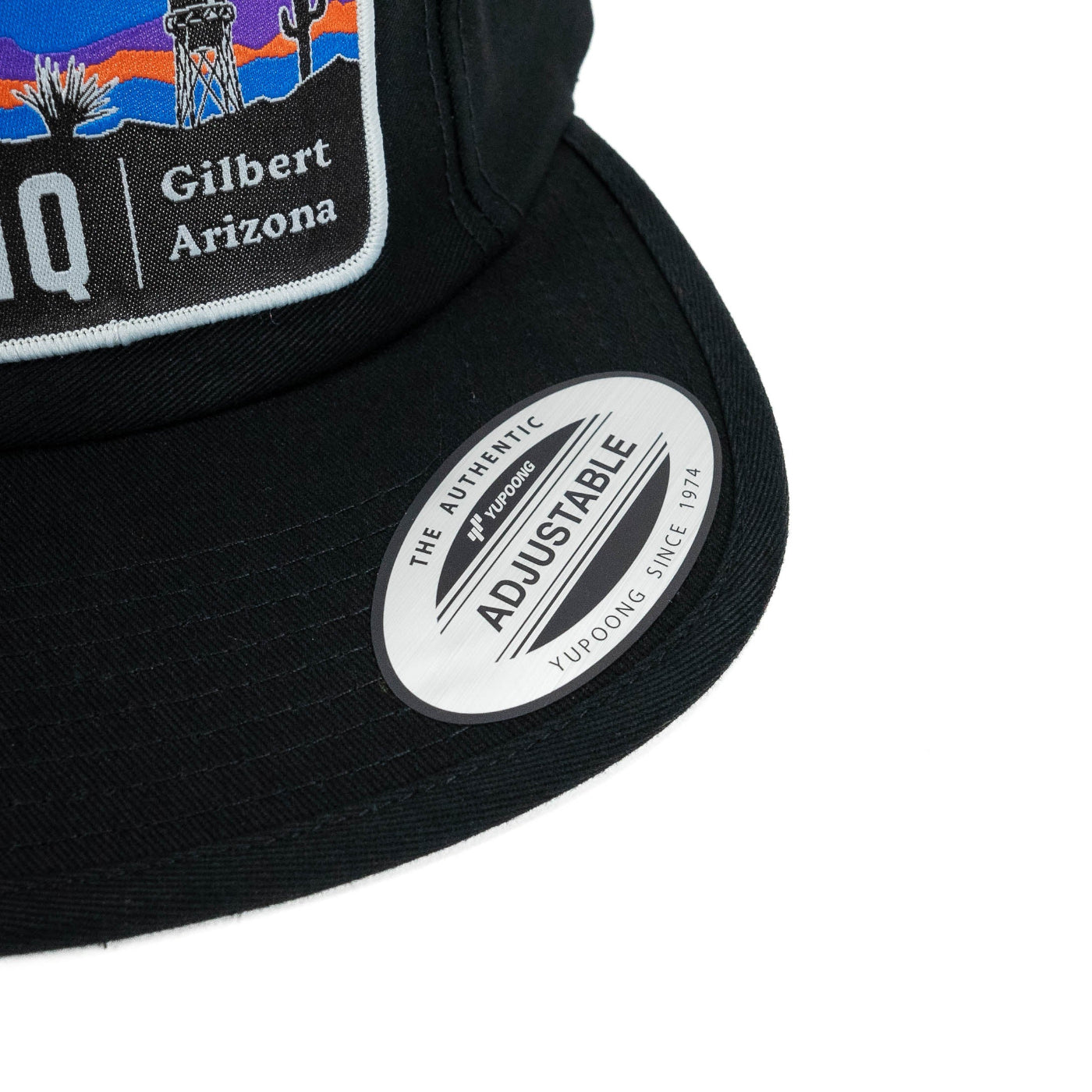 SDHQ GILBERT WATER TOWER 5 PANEL HAT DISPLAY OF LABEL ON HAT 