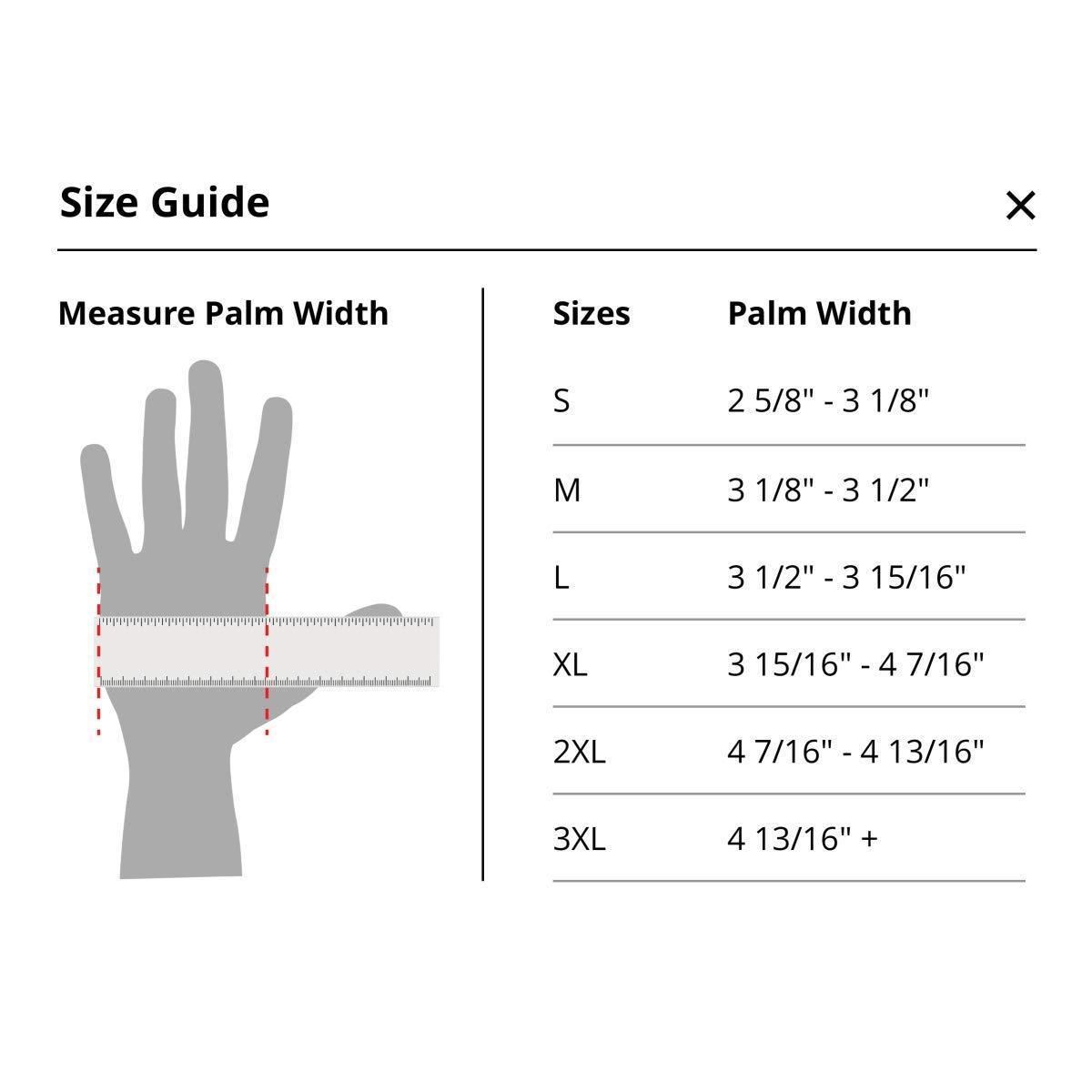 SDHQ 212 Mechanic Touch Gloves Size Chart